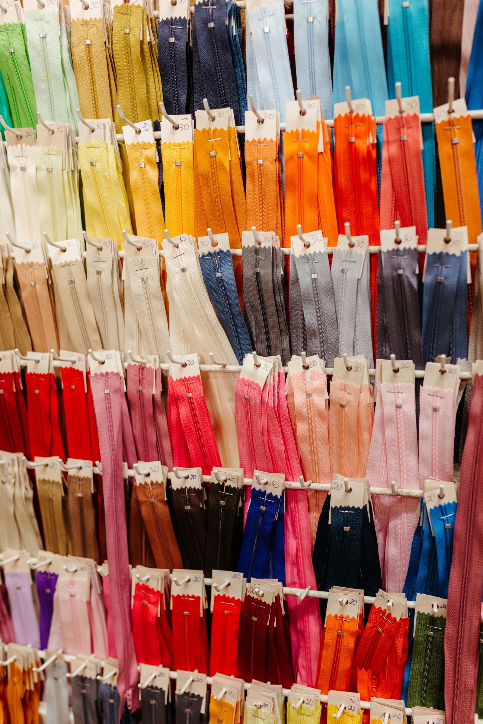 Wall of zippers in every colour